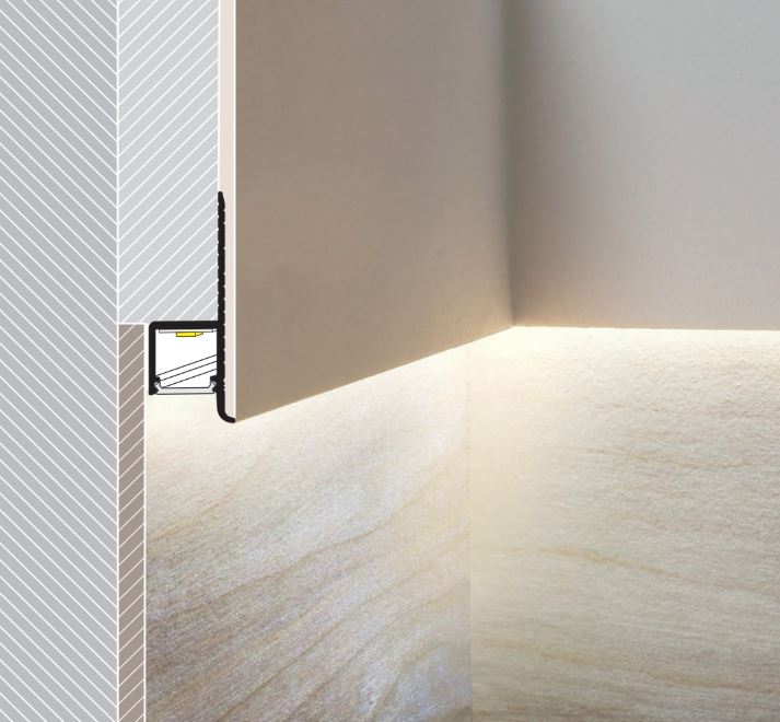 LED profil TOPMET do sádrokartonu OMNI10 PLUS, surový hliník